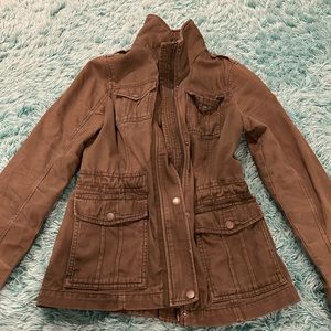 hollister green jean jacket